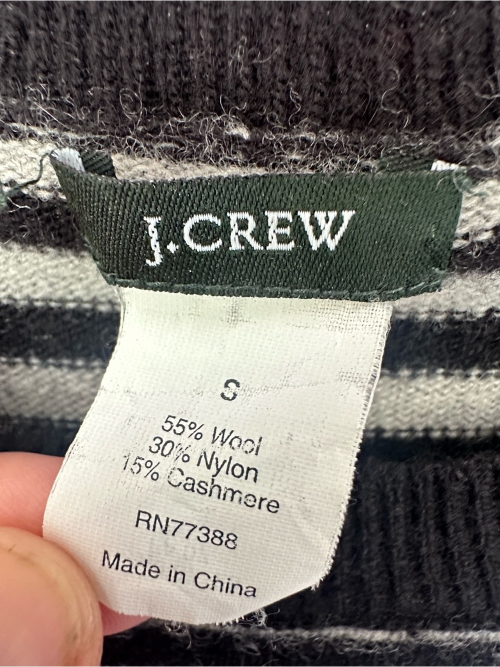 J. Crew Vintage 2007 Striped Button Shoulder Wool Cashmere Sweater Size S 87128 - Picture 2 of 7